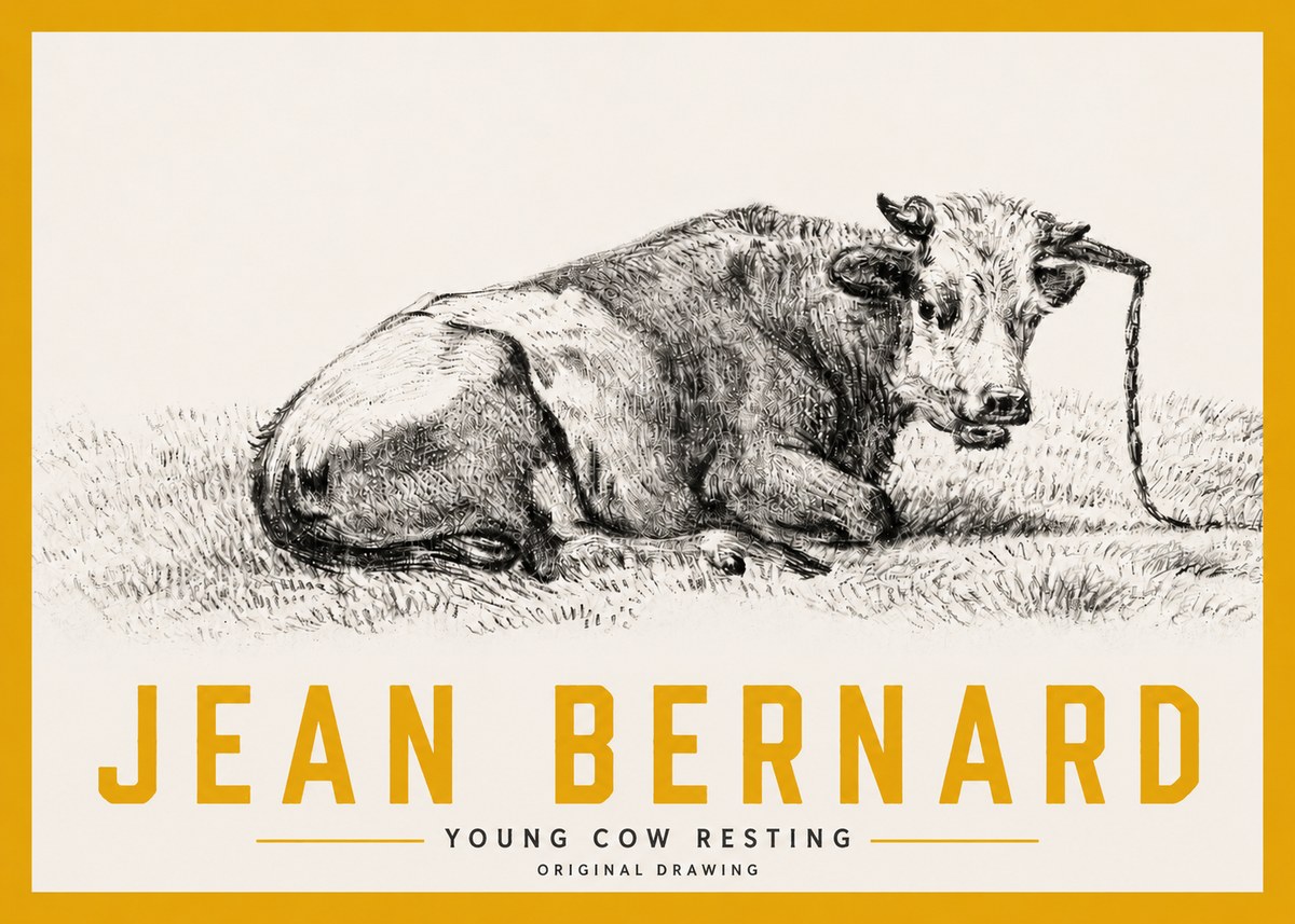 Jean Bernard Young Cow Resting No3 - Poszter
