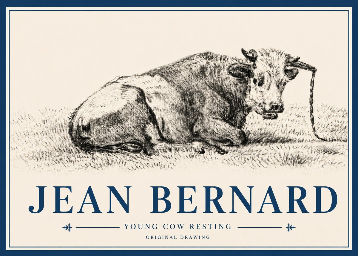 Jean Bernard Young Cow Resting No4 - Poszter