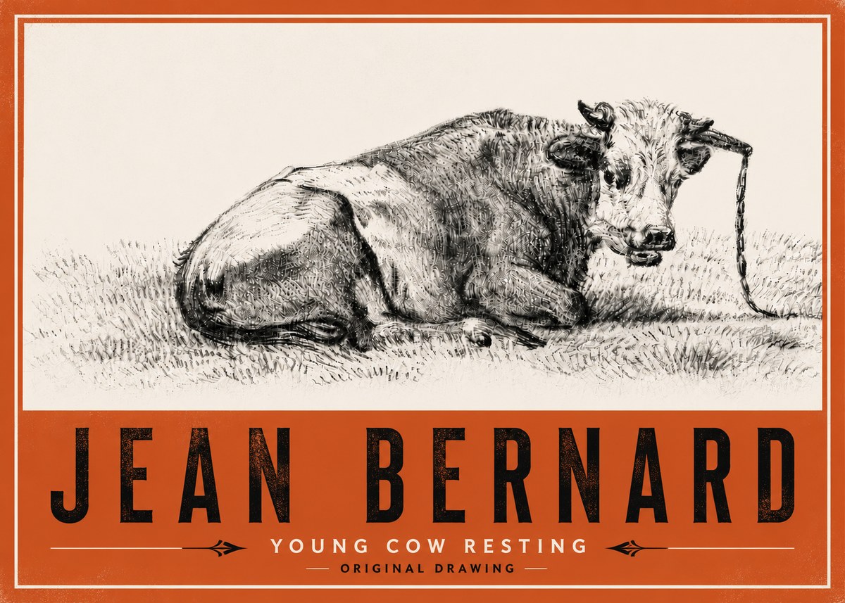 Jean Bernard Young Cow Resting No6 - Poszter