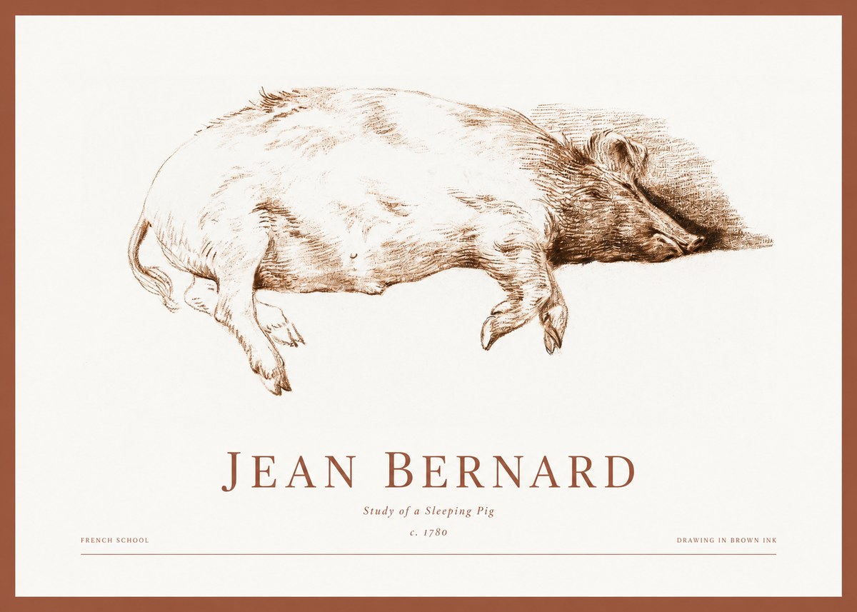 Jean Bernard Study of a Sleeping Pig No1 - Poszter