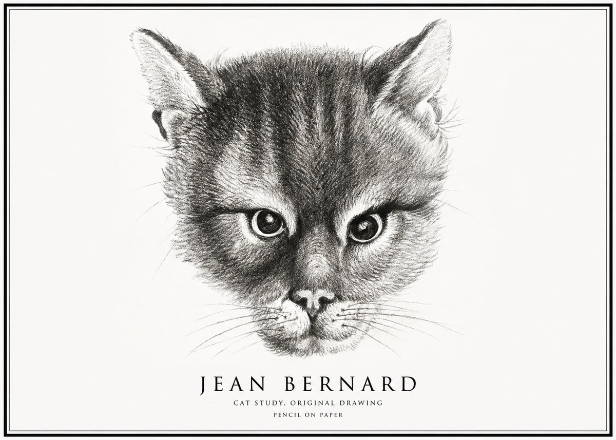 Jean Bernard Cat Study. Original Drawing No1 - Poszter