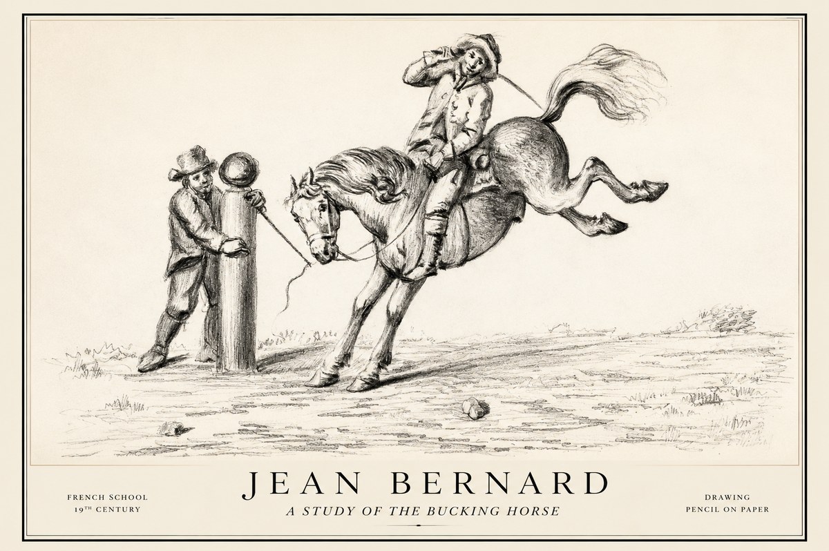 Jean Bernard A Study of the Bucking Horse No1 - Poszter