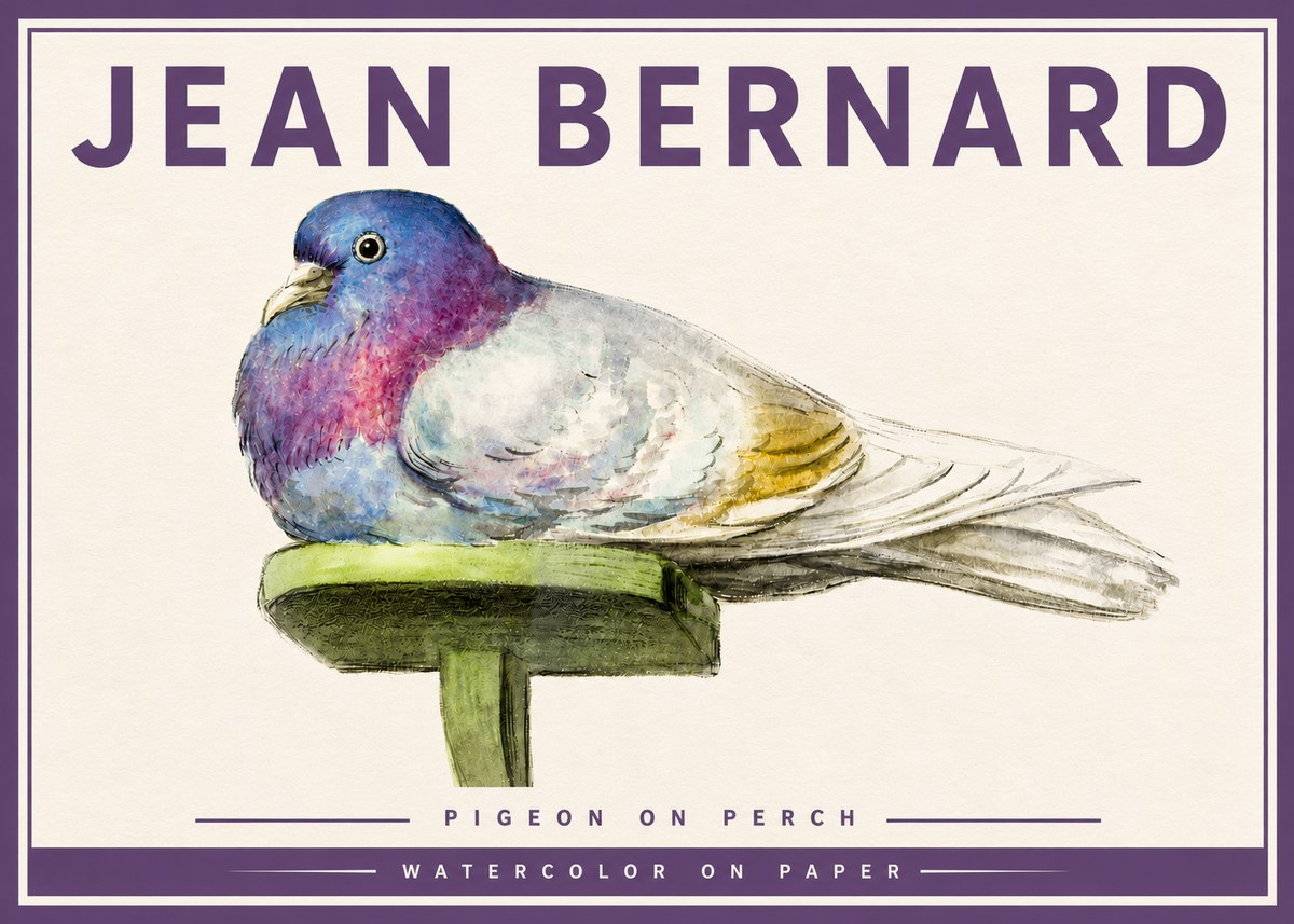 Jean Bernard Pigeon on Perch No4 - Poszter