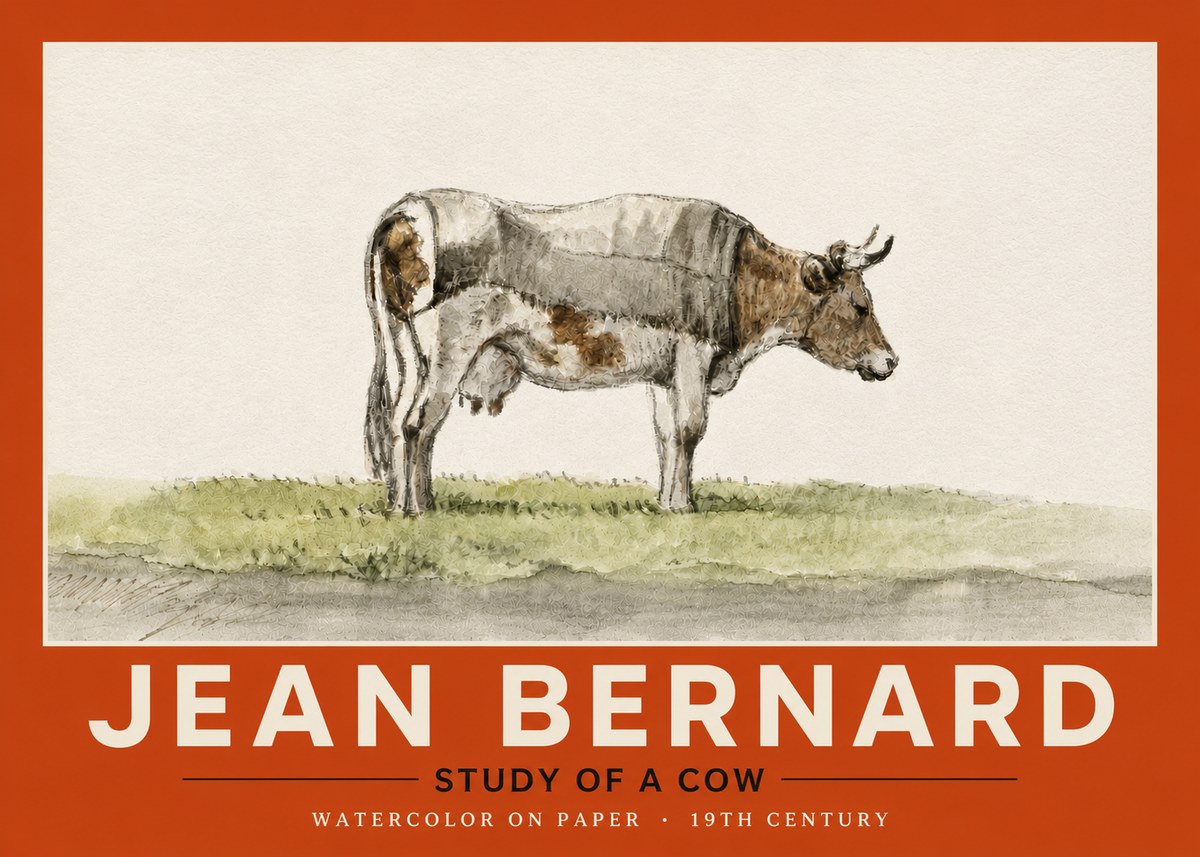 Jean Bernard Study of a Cow XIV No4 - Poszter