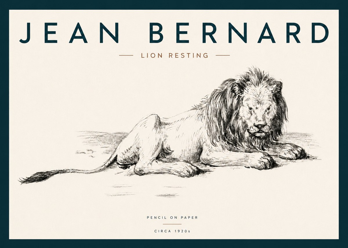 Jean Bernard Lion Resting No3 - Poszter
