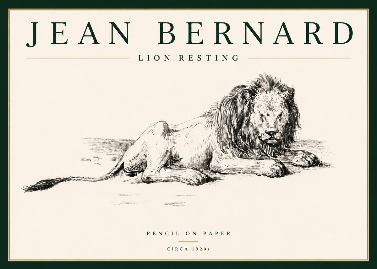 Jean Bernard Lion Resting No4 - Poszter
