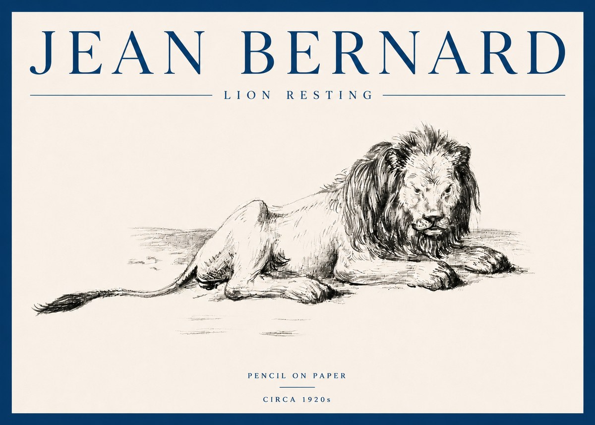 Jean Bernard Lion Resting No5 - Poszter