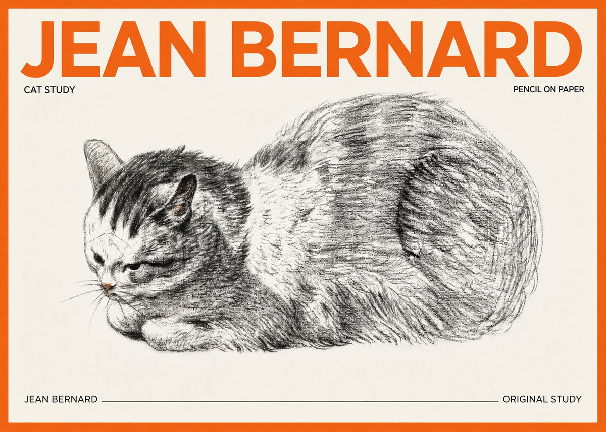 Jean Bernard Cat Study X No3 - Poszter