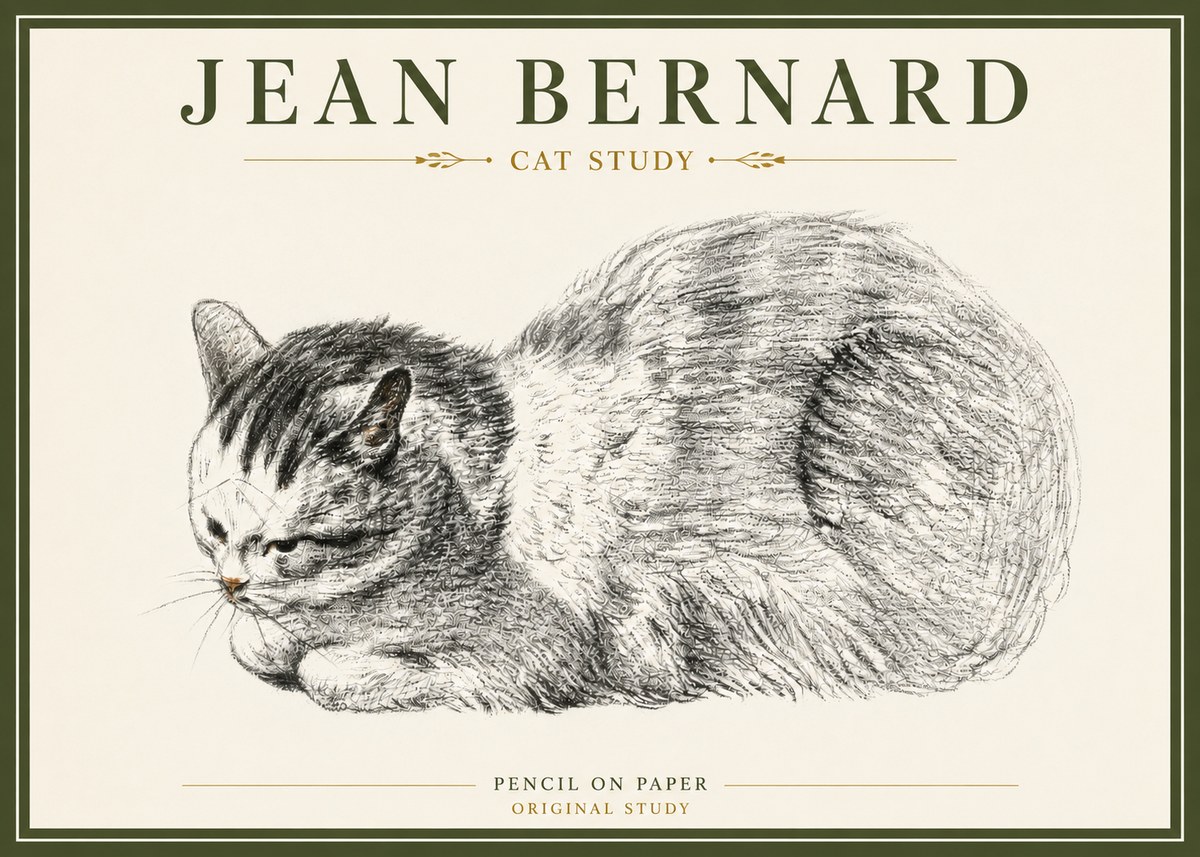 Jean Bernard Cat Study X No4 - Poszter