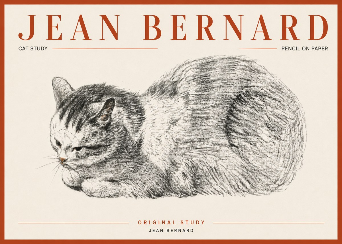 Jean Bernard Cat Study X No5 - Poszter
