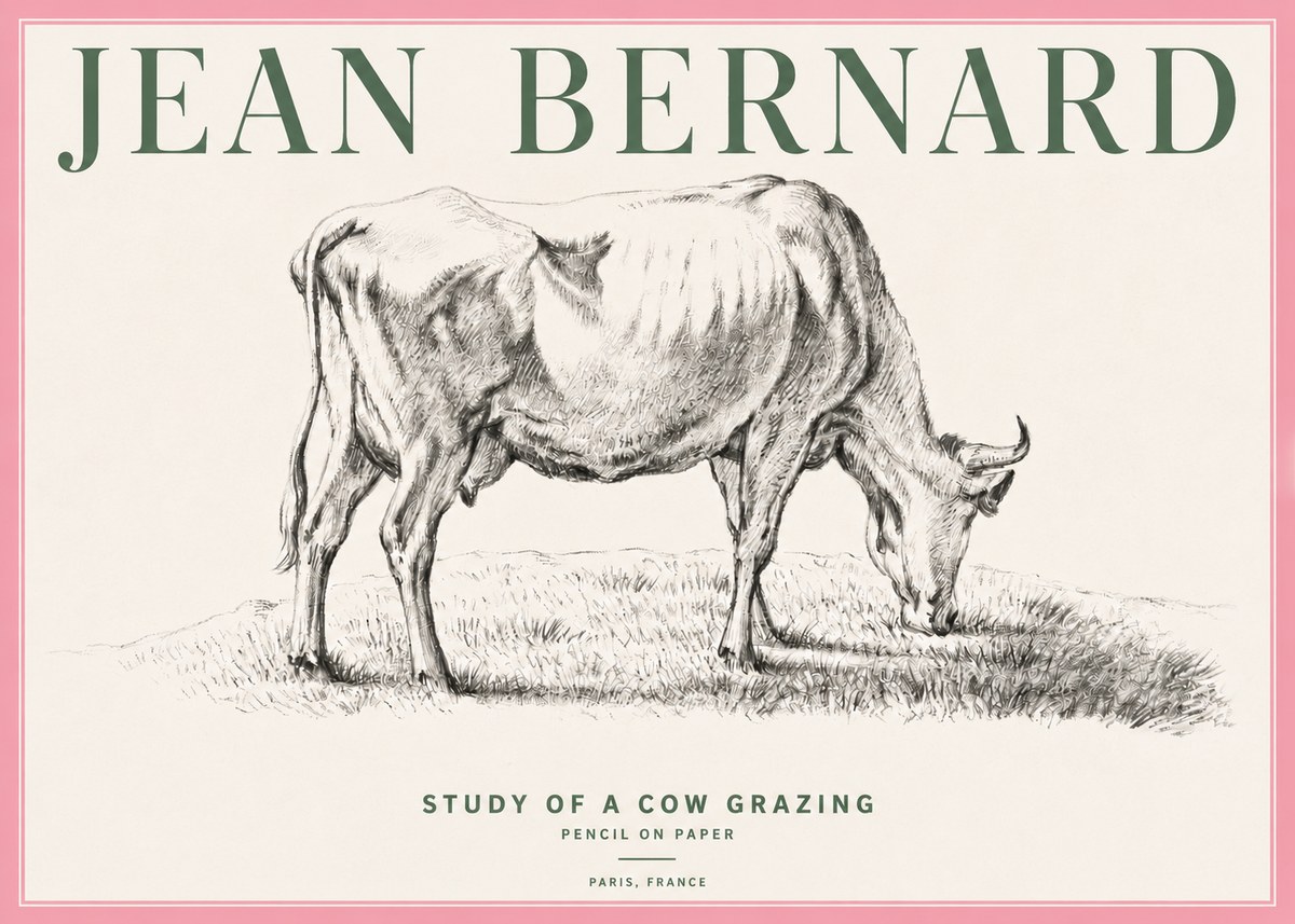 Jean Bernard Study of a Cow Grazing II No4 - Poszter