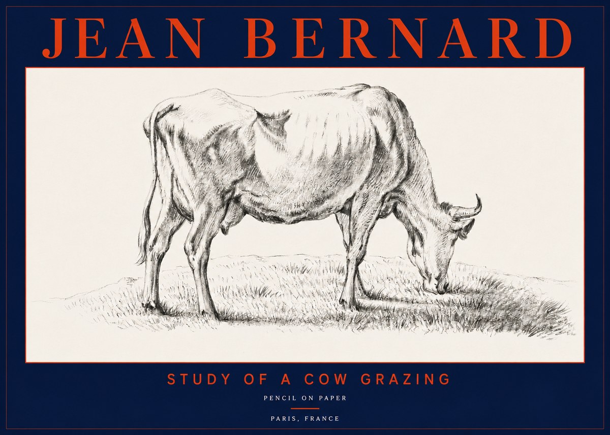 Jean Bernard Study of a Cow Grazing II No5 - Poszter