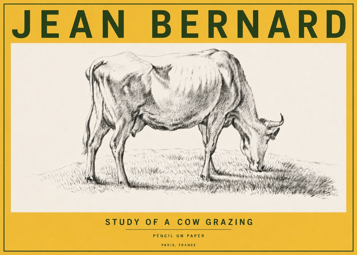 Jean Bernard Study of a Cow Grazing II No6 - Poszter