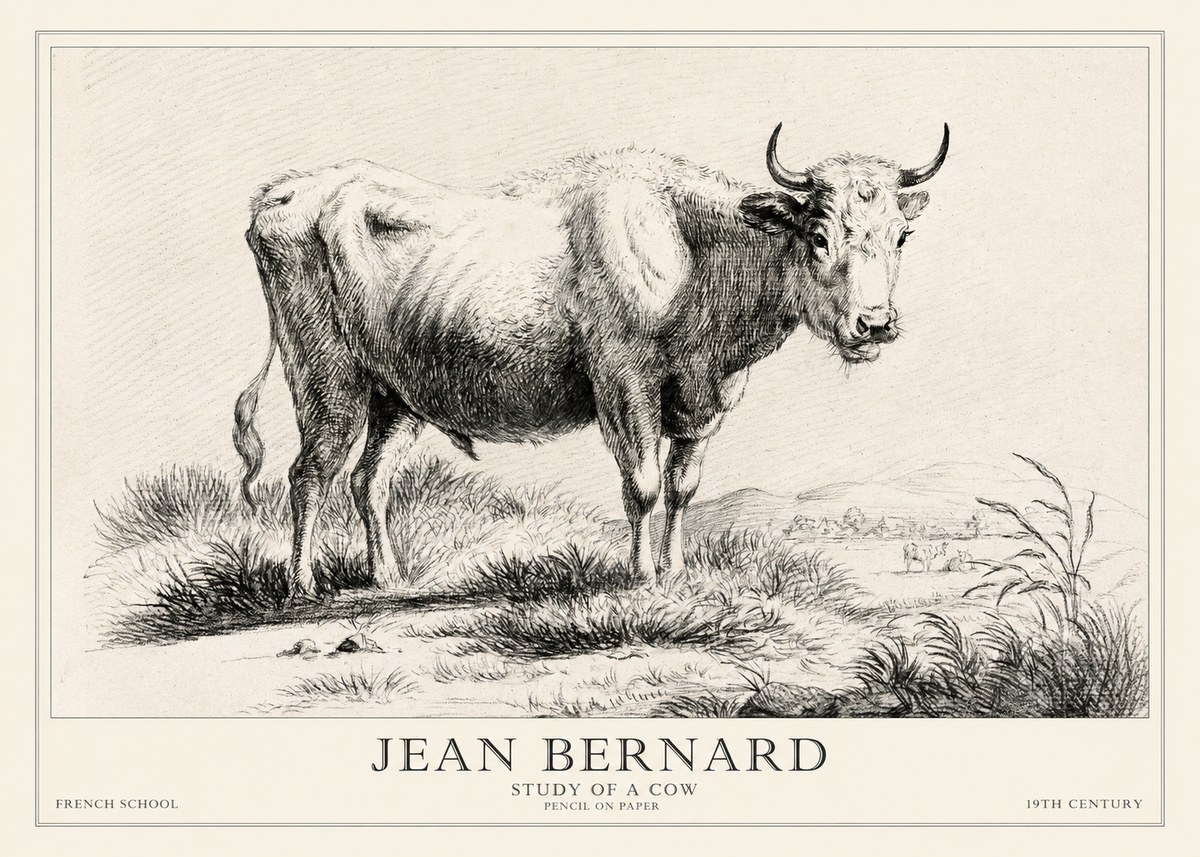 Jean Bernard Study of a Cow XVI No2 - Poszter