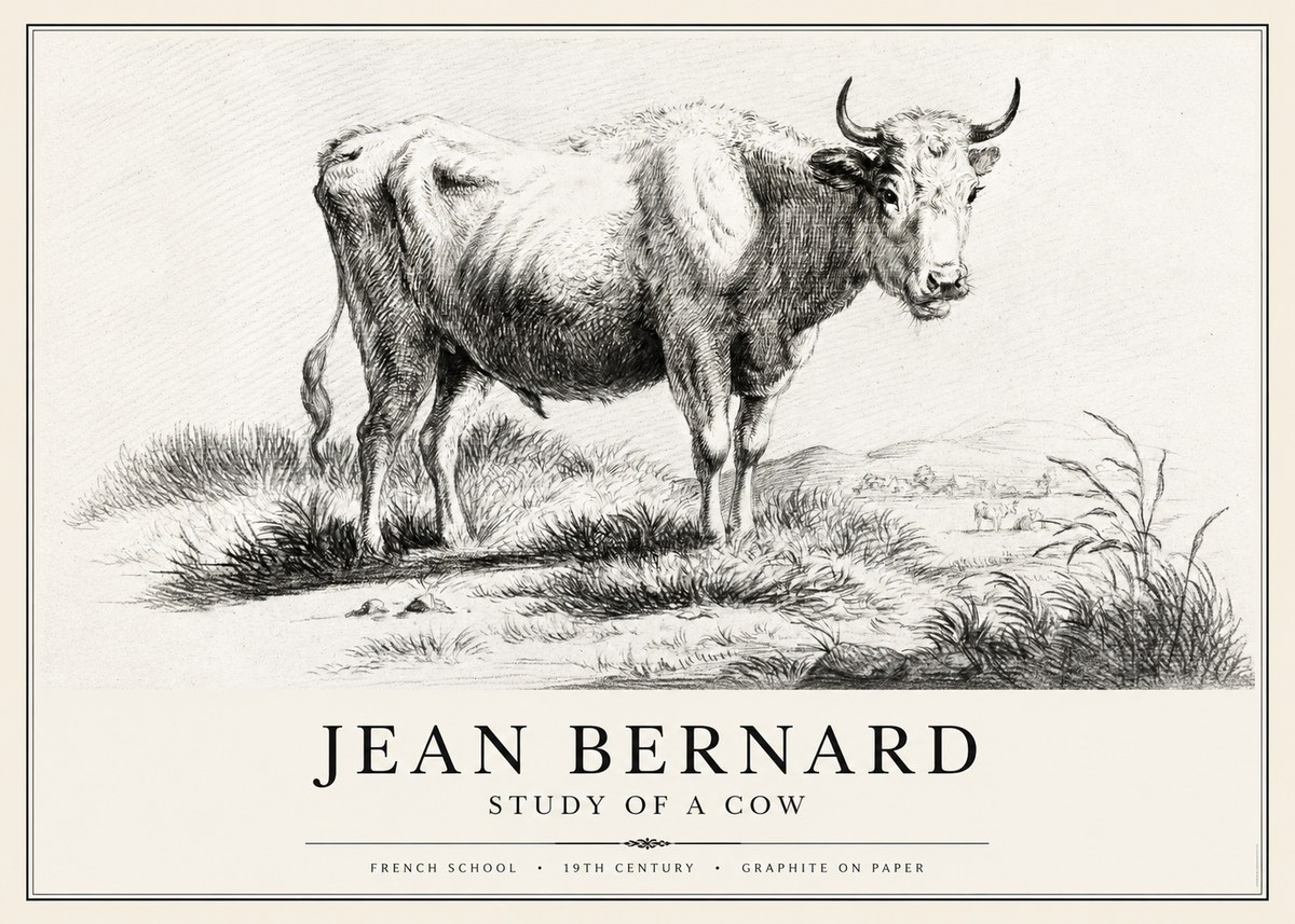 Jean Bernard Study of a Cow XVI No4 - Poszter