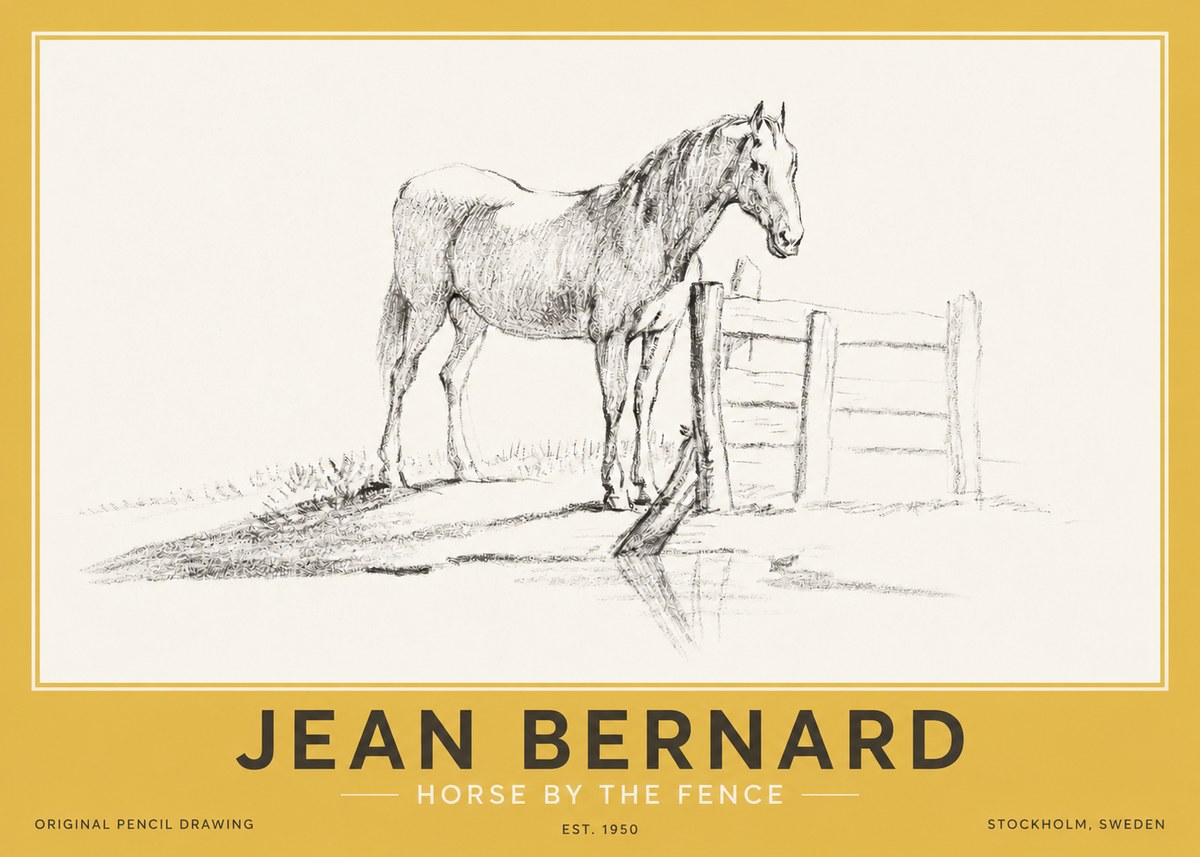 Jean Bernard Horse by the Fence No2 - Poszter