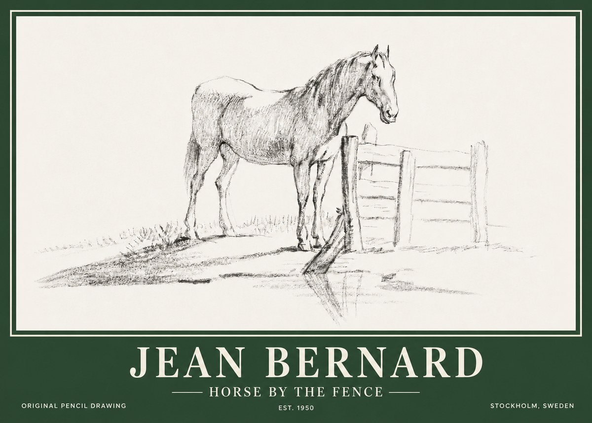 Jean Bernard Horse by the Fence No3 - Poszter