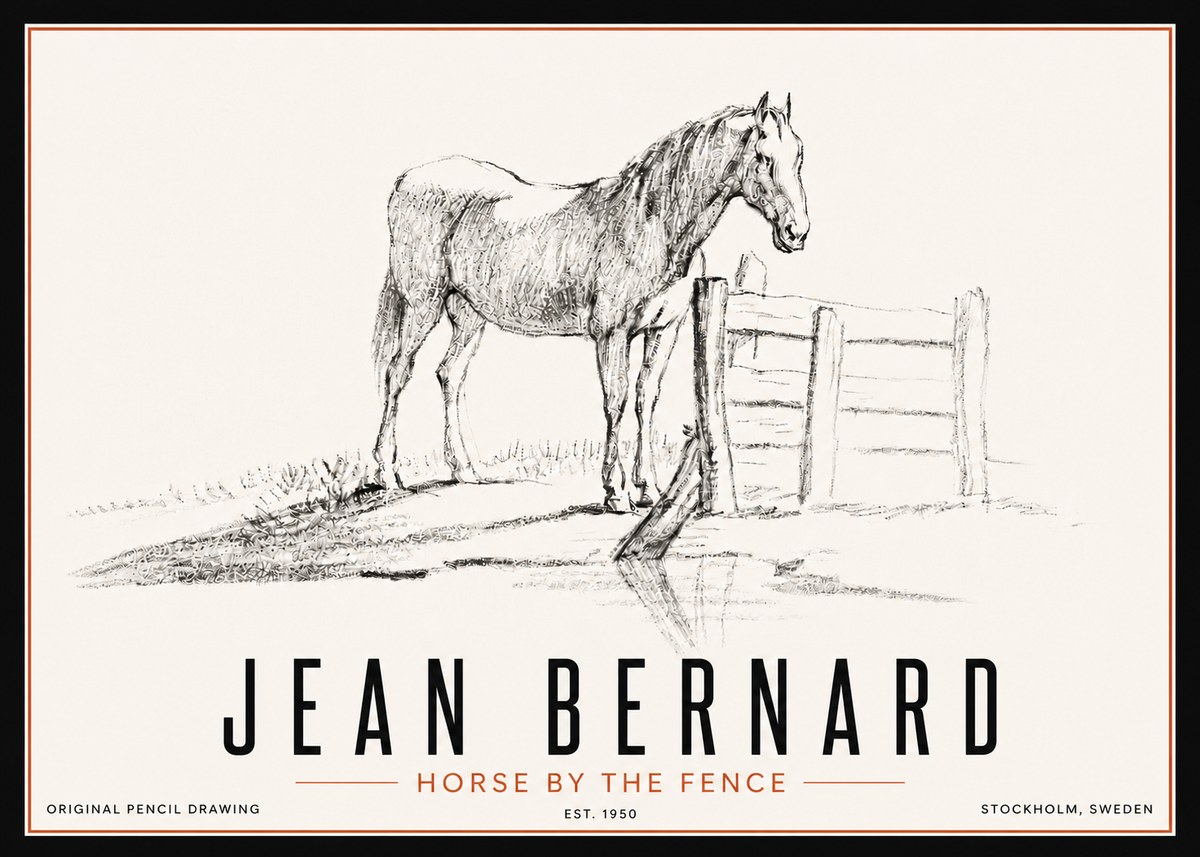 Jean Bernard Horse by the Fence No5 - Poszter