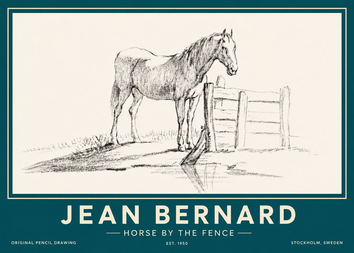 Jean Bernard Horse by the Fence No6 - Poszter