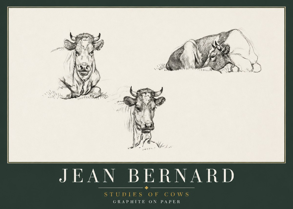 Jean Bernard Studies of Cows II No2 - Poszter