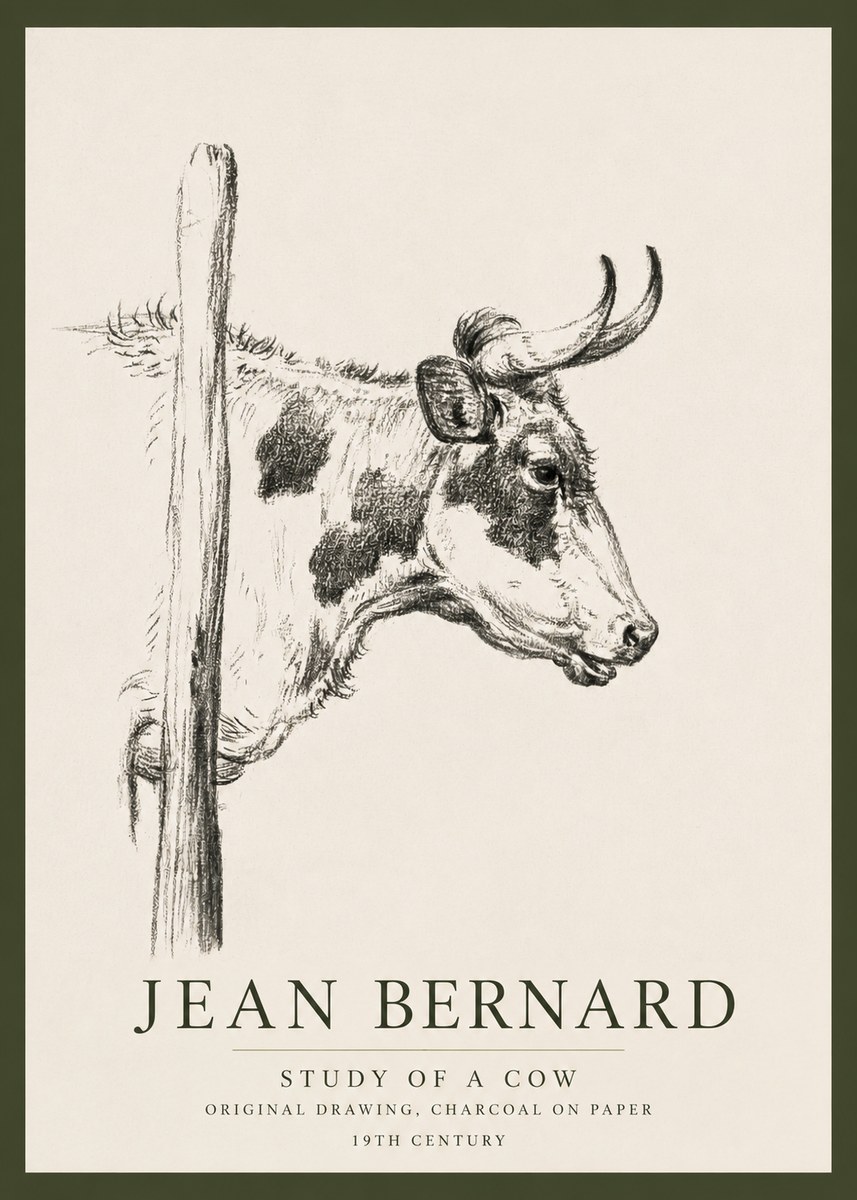 Jean Bernard Study of a Cow XVII No3 - Poszter