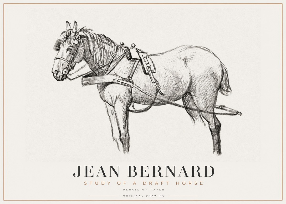 Jean Bernard Study of a Draft Horse I No1 - Poszter