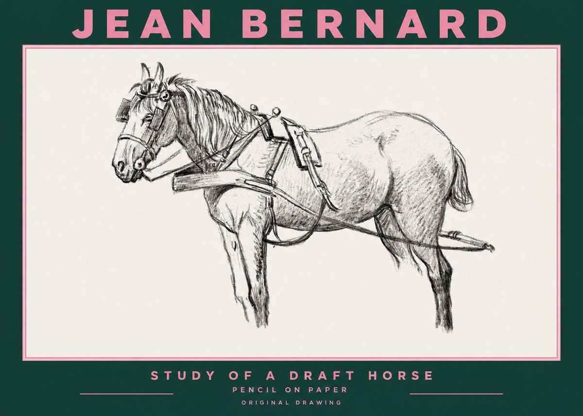 Jean Bernard Study of a Draft Horse I No3 - Poszter