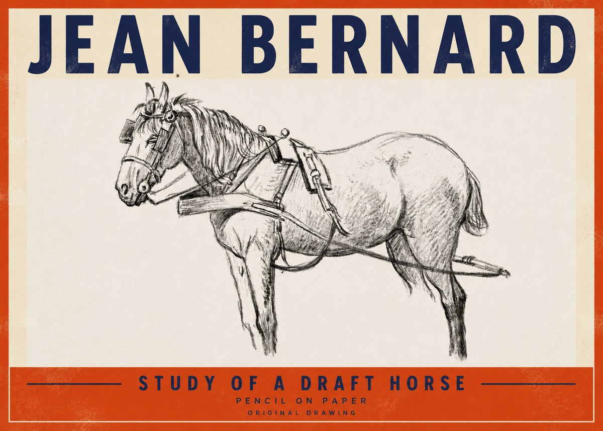 Jean Bernard Study of a Draft Horse I No4 - Poszter