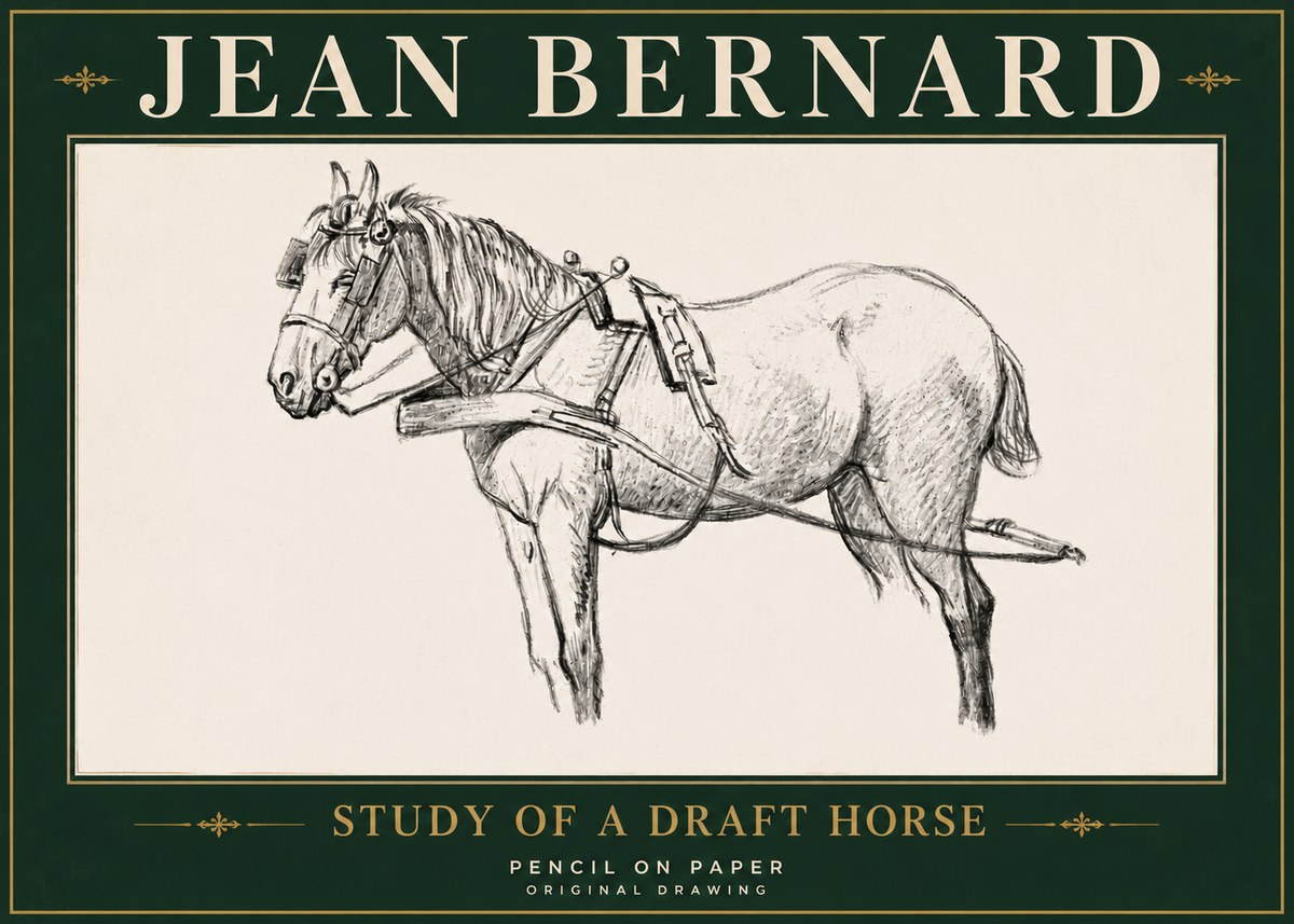 Jean Bernard Study of a Draft Horse I No5 - Poszter