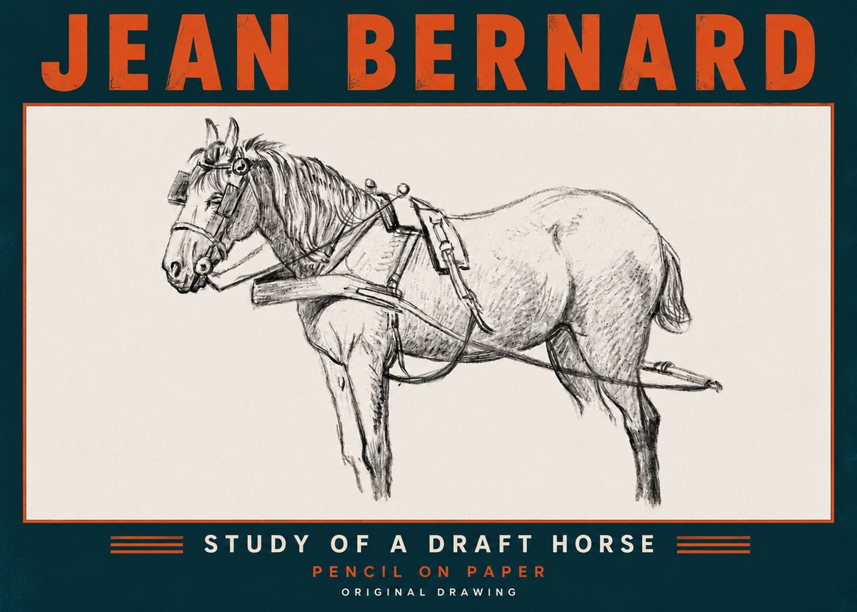 Jean Bernard Study of a Draft Horse I No6 - Poszter