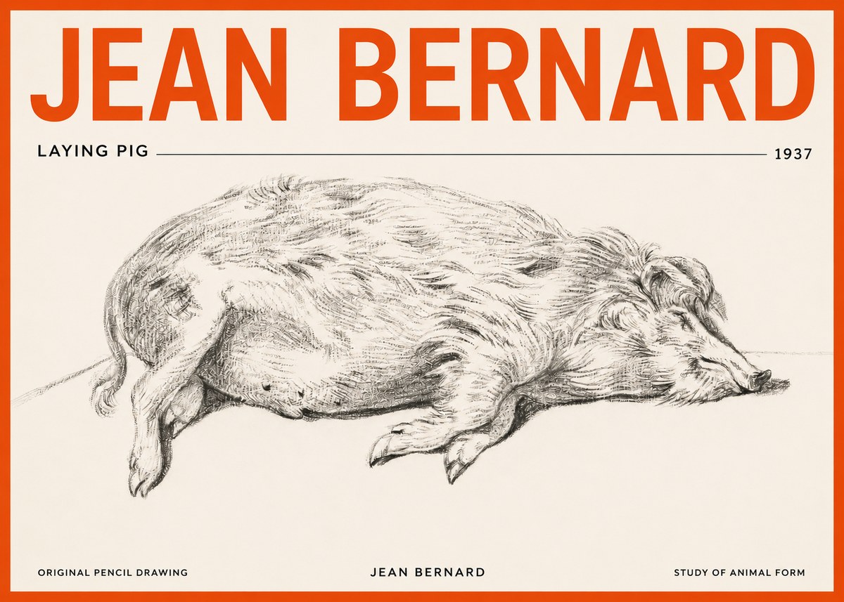 Jean Bernard Laying Pig No2 - Poszter