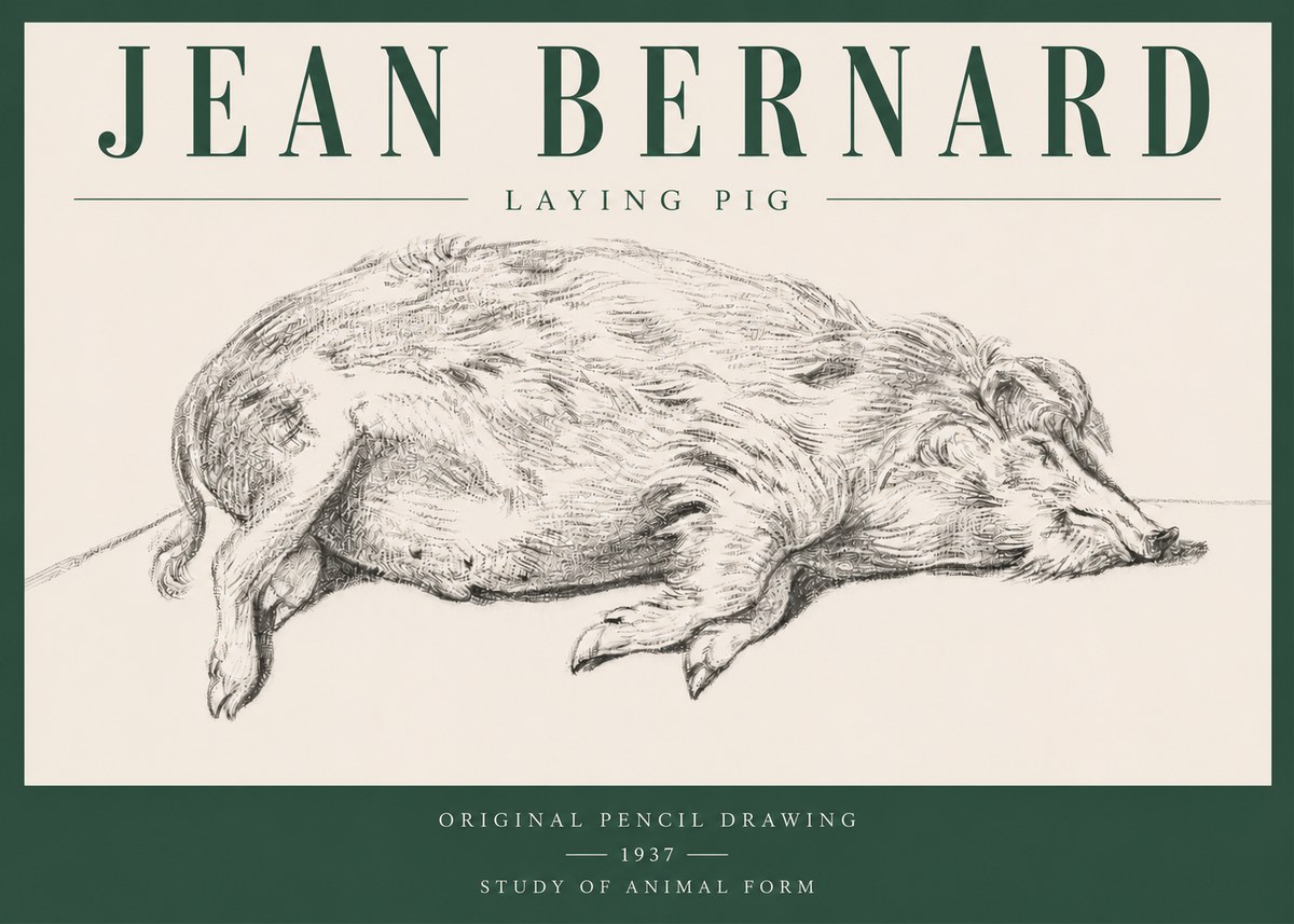 Jean Bernard Laying Pig No3 - Poszter