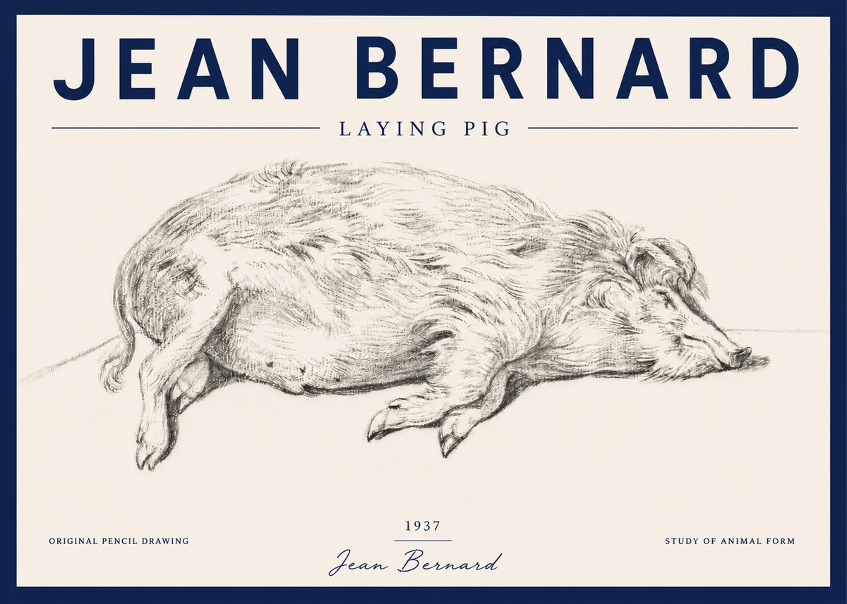 Jean Bernard Laying Pig No4 - Poszter