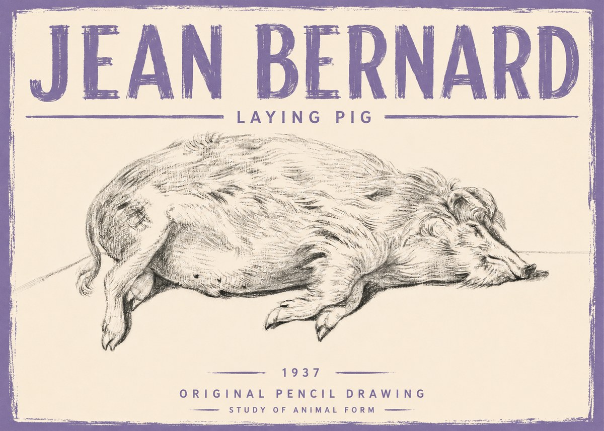 Jean Bernard Laying Pig No5 - Poszter