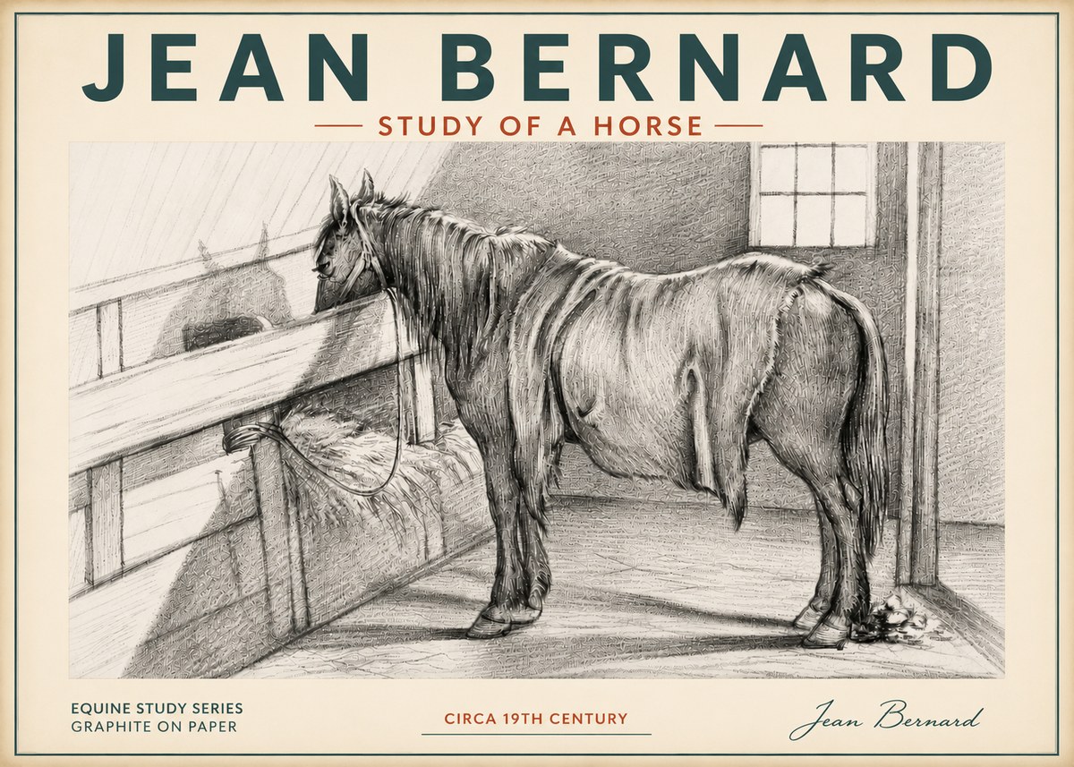 Jean Bernard Study of a Horse XIII No4 - Poszter