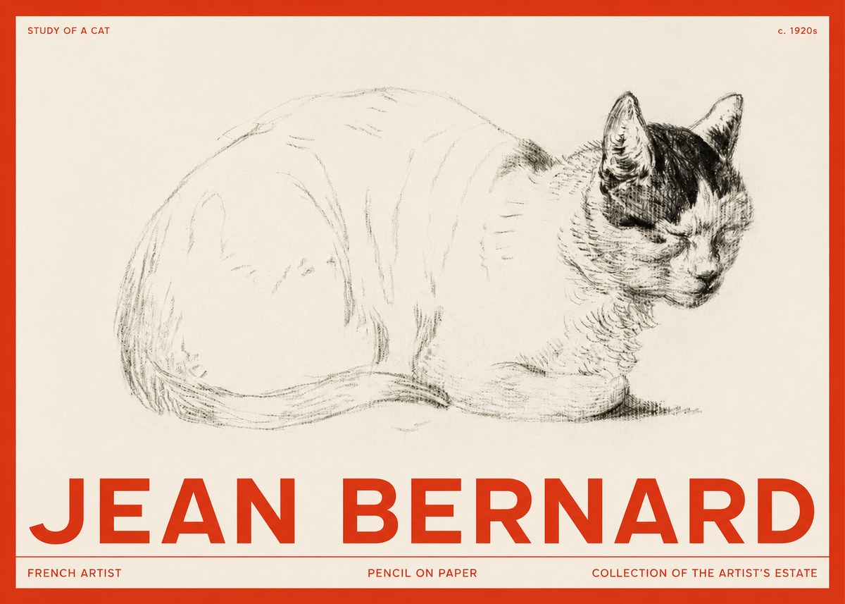 Jean Bernard Study of a Cat III No2 - Poszter