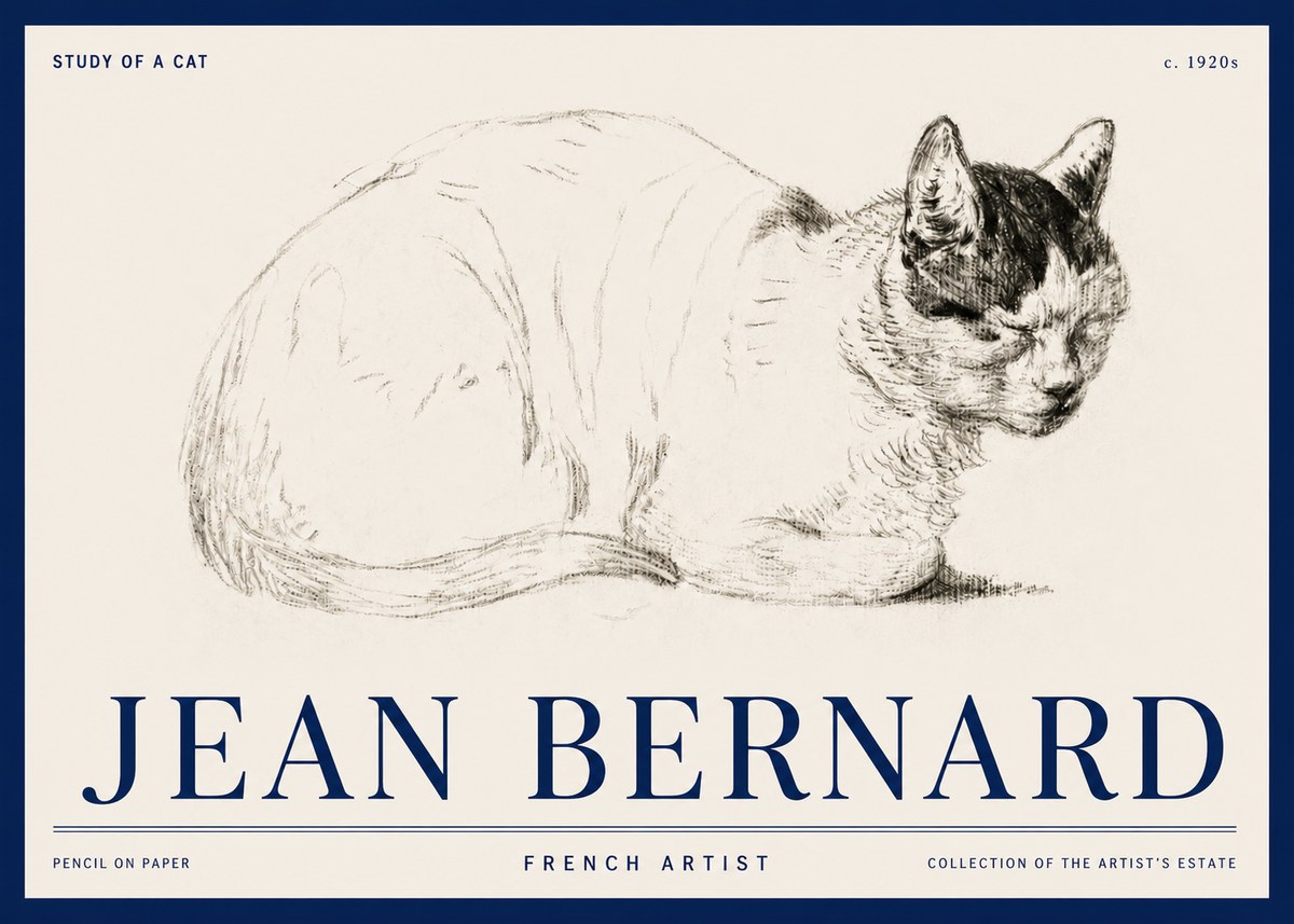 Jean Bernard Study of a Cat III No3 - Poszter