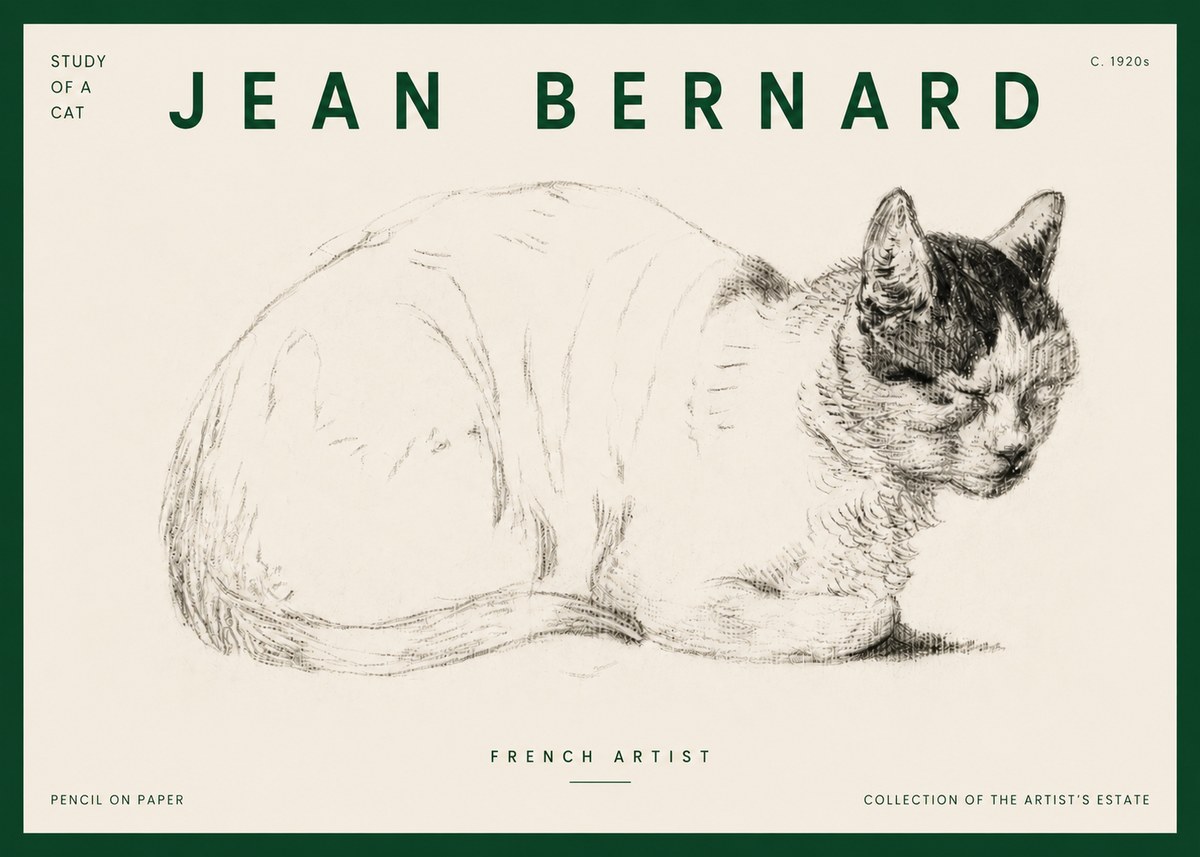 Jean Bernard Study of a Cat III No4 - Poszter