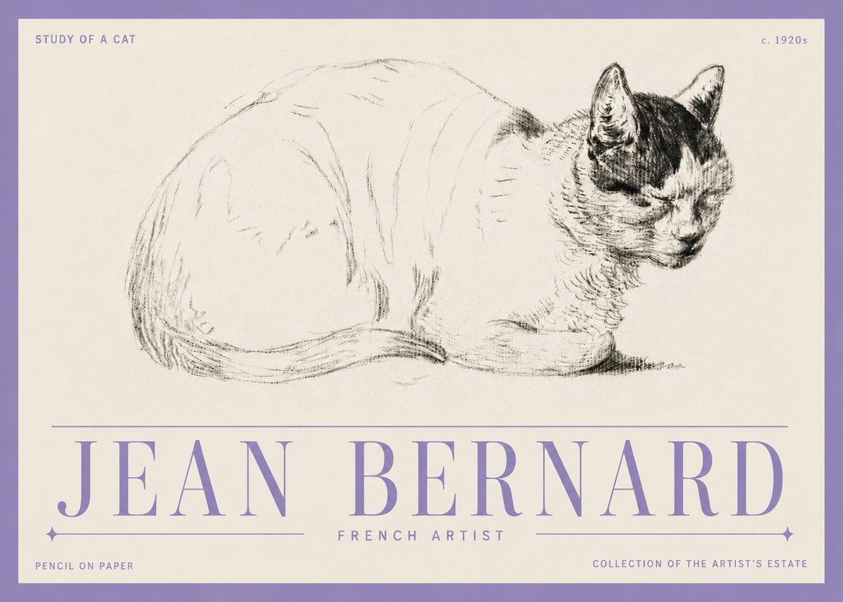Jean Bernard Study of a Cat III No5 - Poszter