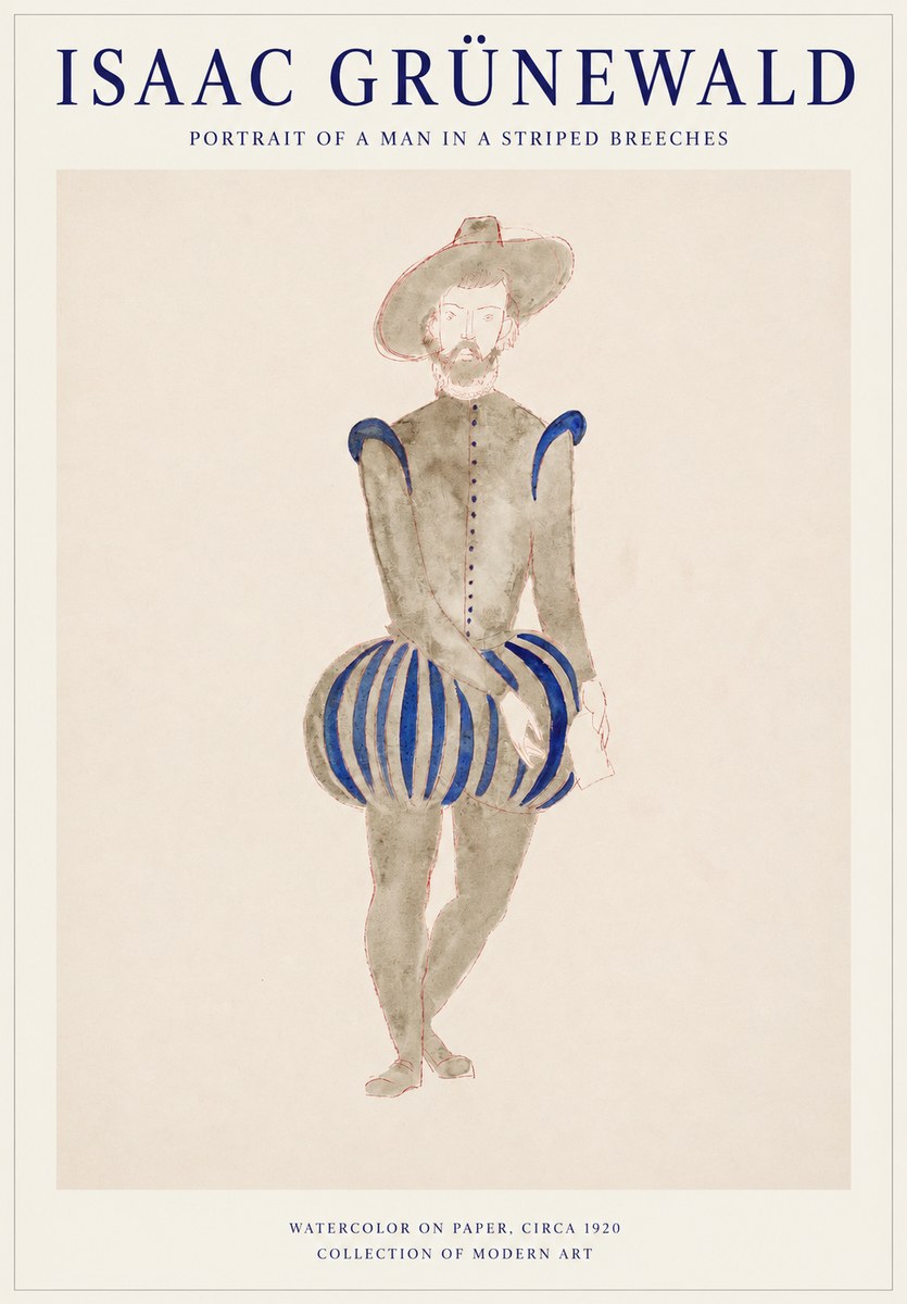 Isaac Grünewald Portrait of a Man in a Striped Breeches No1 - Poszter