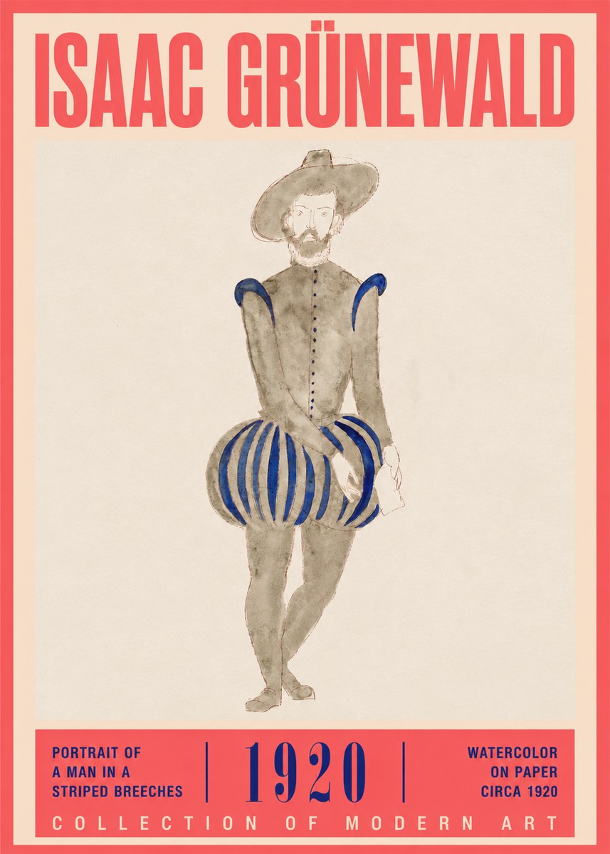 Isaac Grünewald Portrait of a Man in a Striped Breeches No2 - Poszter