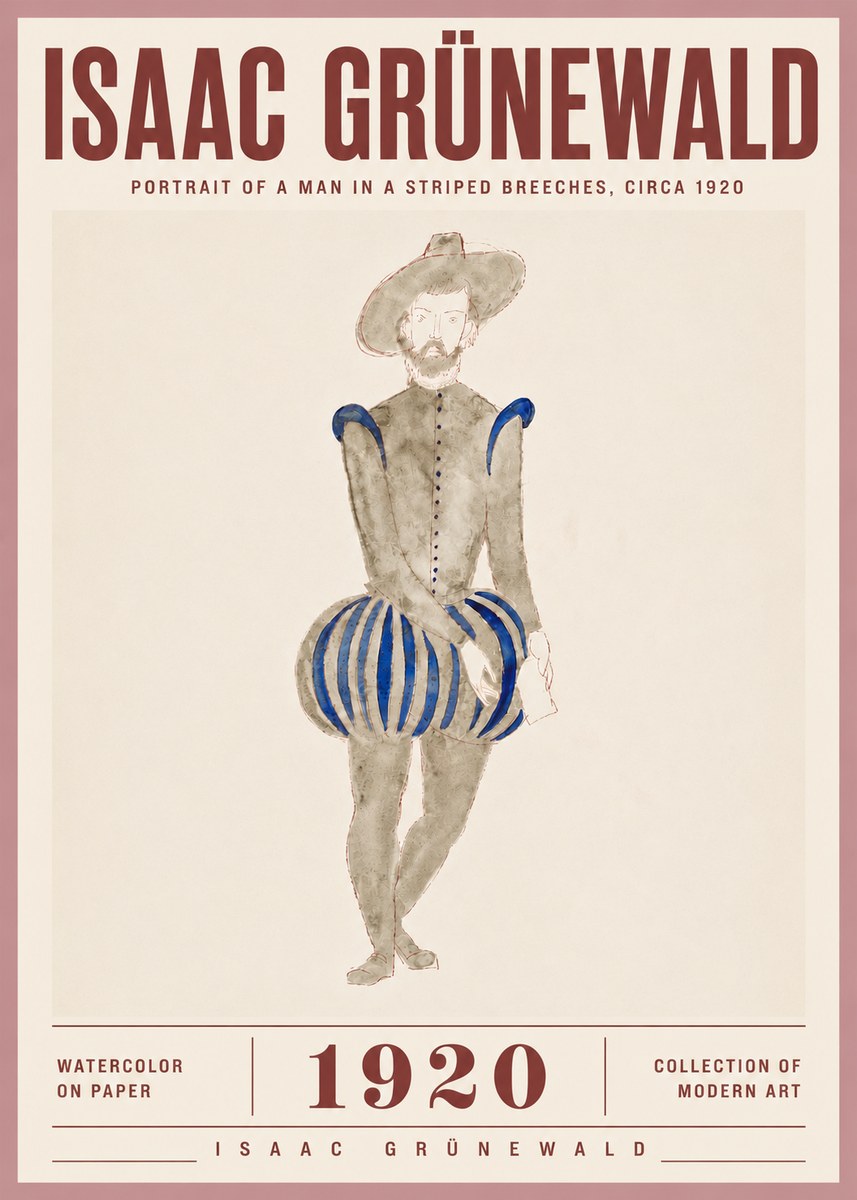 Isaac Grünewald Portrait of a Man in a Striped Breeches No5 - Poszter