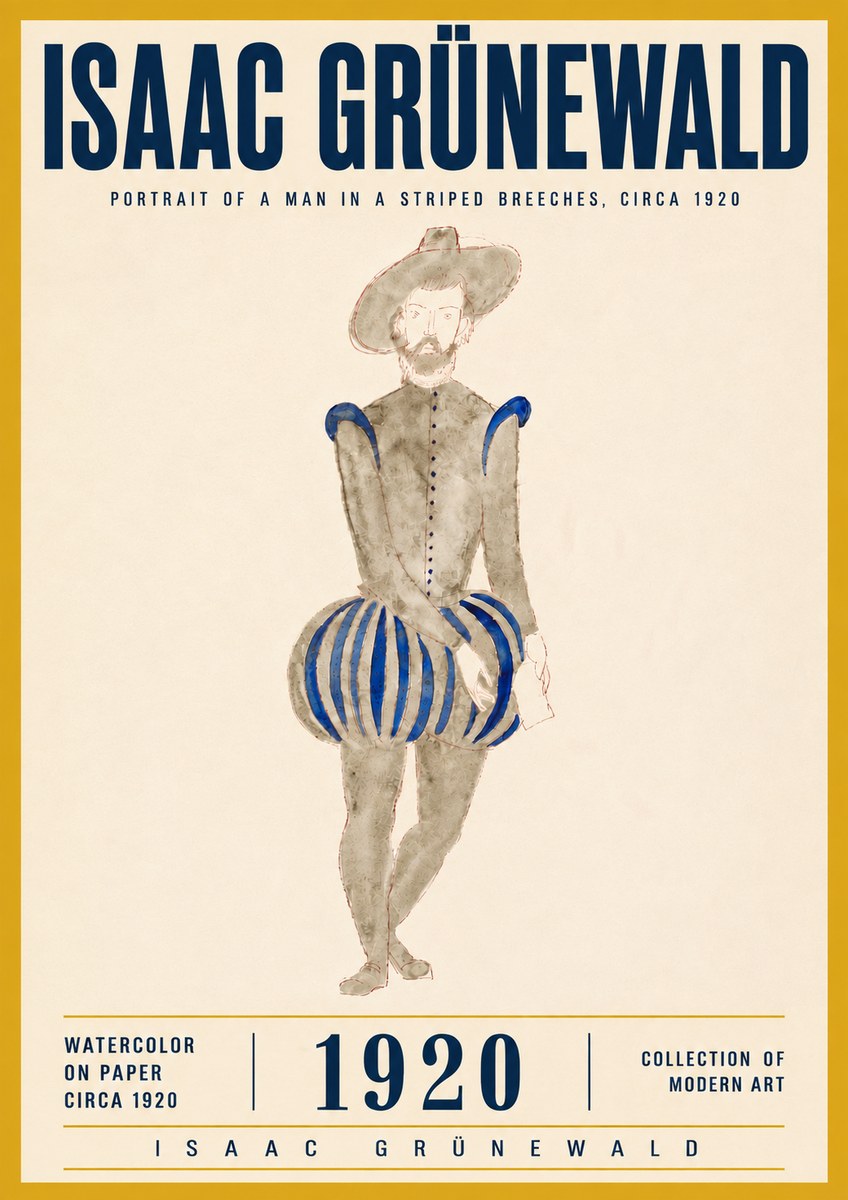 Isaac Grünewald Portrait of a Man in a Striped Breeches No6 - Poszter