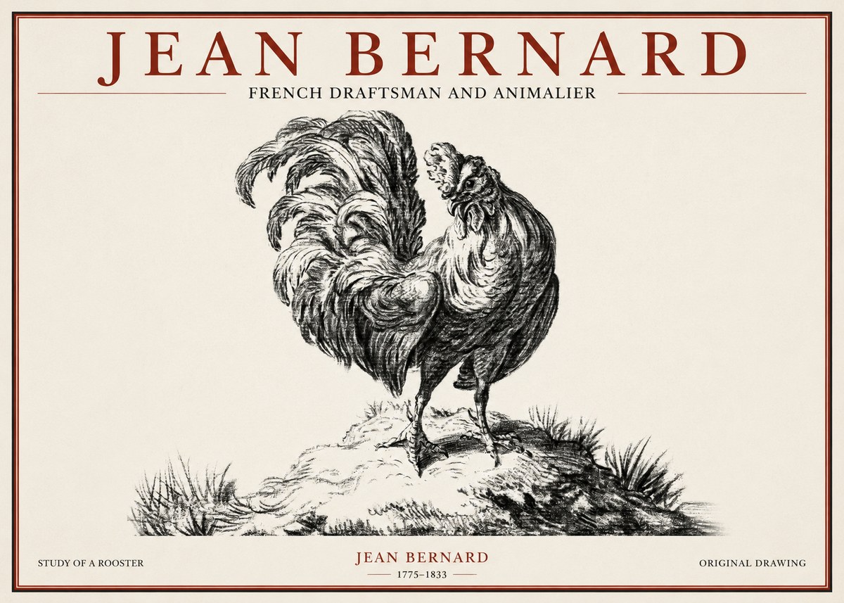 Jean Bernard Study of a Rooster No1 - Poszter