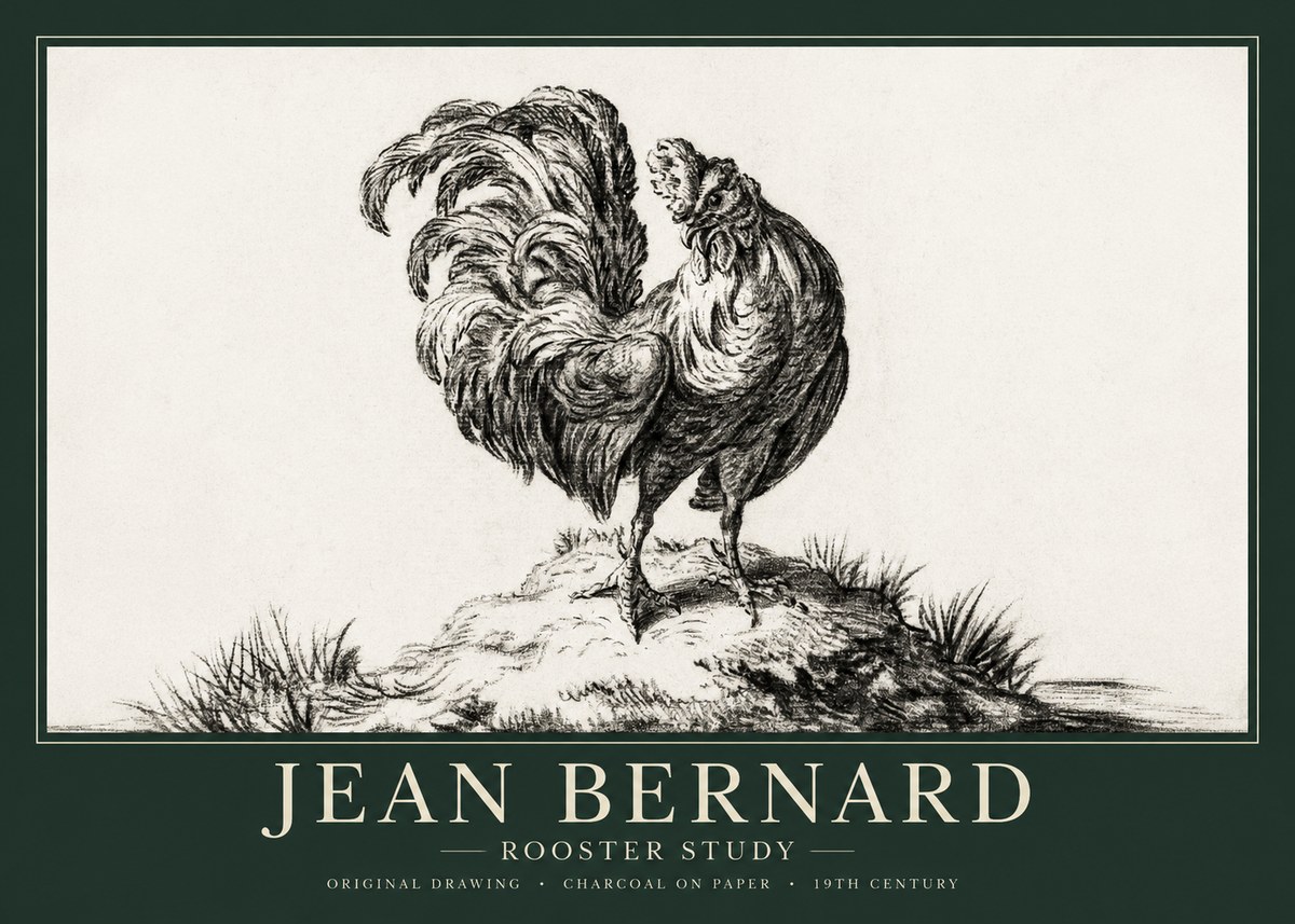 Jean Bernard Study of a Rooster No2 - Poszter