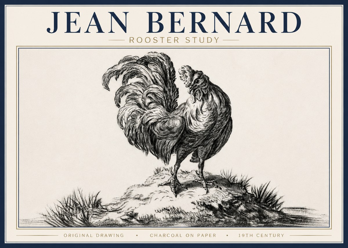 Jean Bernard Study of a Rooster No4 - Poszter