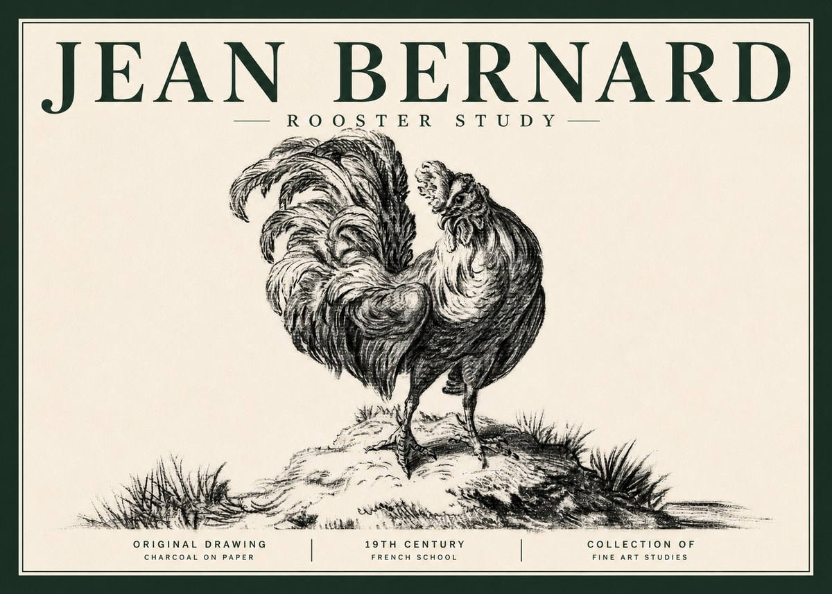 Jean Bernard Study of a Rooster No5 - Poszter