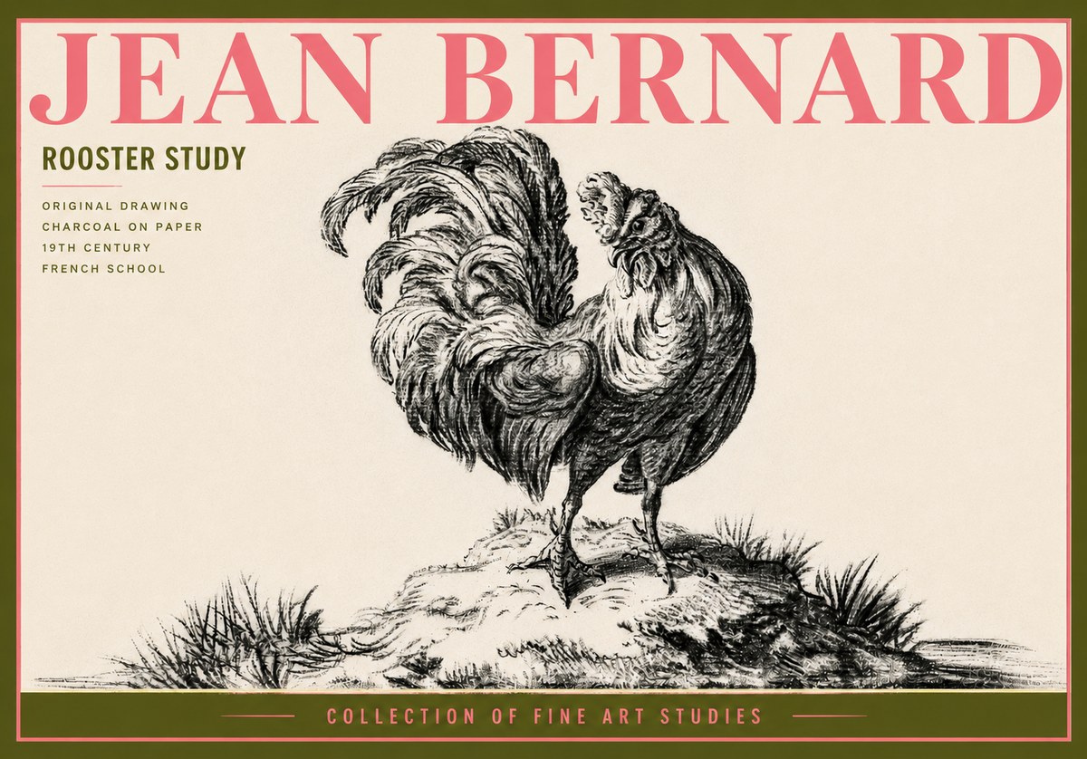 Jean Bernard Study of a Rooster No6 - Poszter