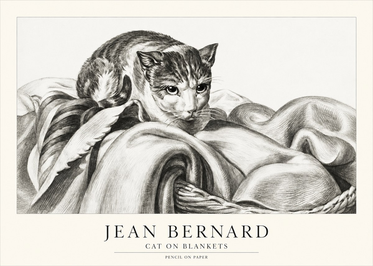 Jean Bernard Cat on a Blanket No2 - Poszter