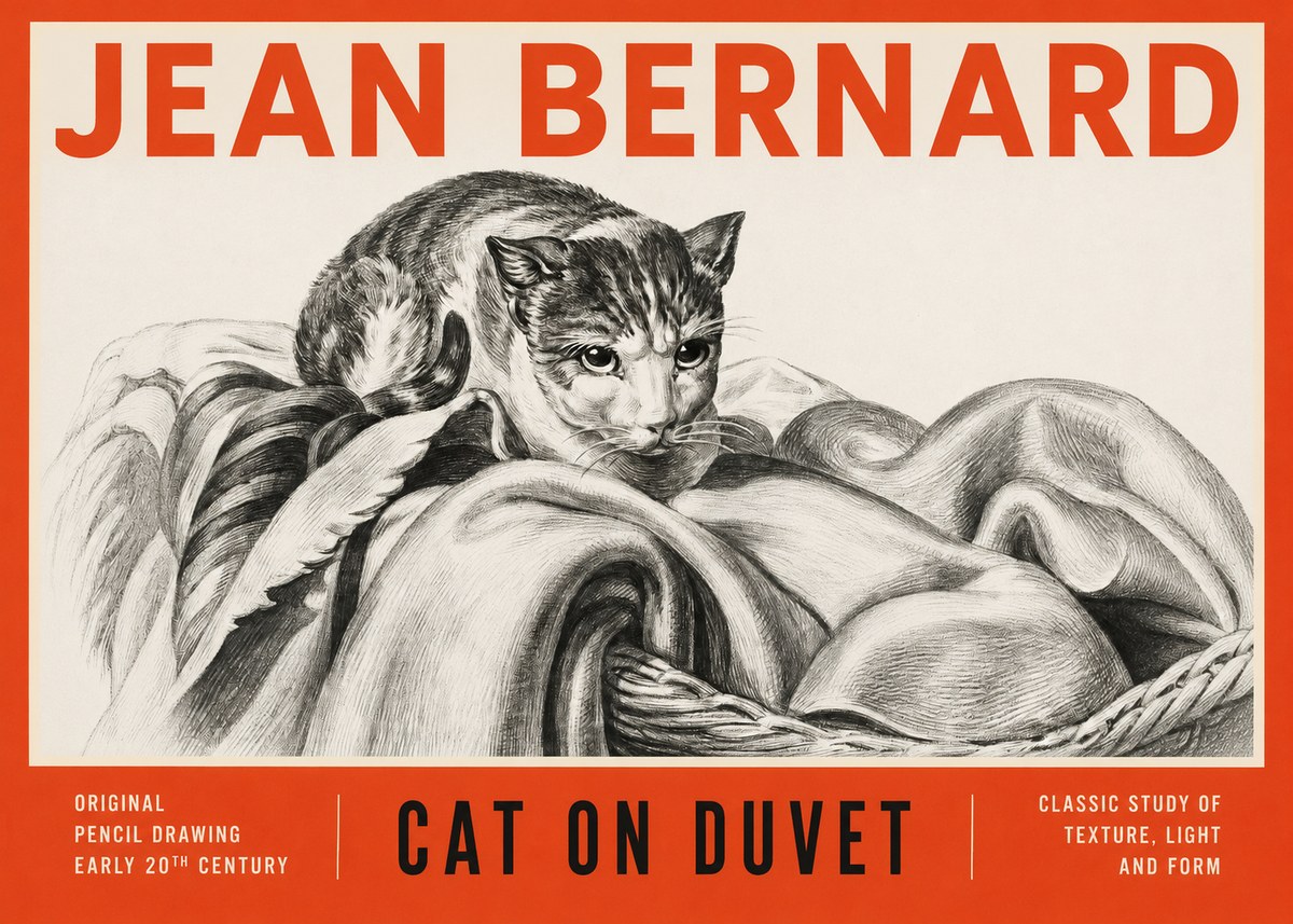 Jean Bernard Cat on a Blanket No4 - Poszter